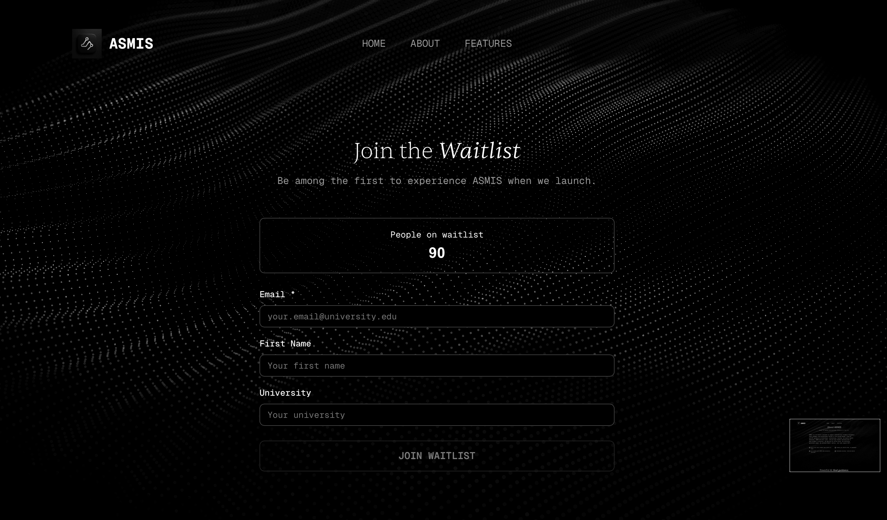 ASMIS AI Landing Page — screen 3